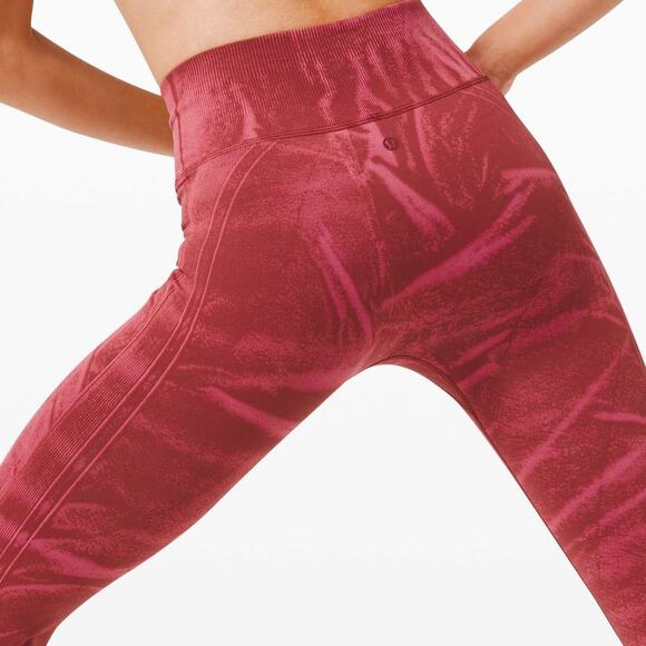 Lululemon Ebb to Street Raspberry Red Seamless High Waist Athletic Leggings - Picture 3 of 8